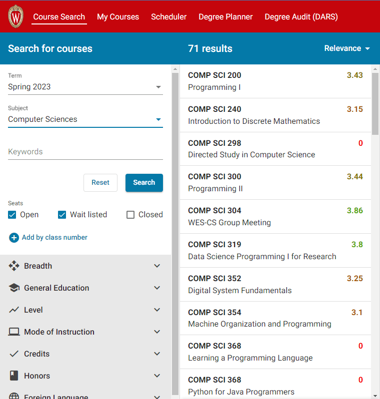 UW Madison Course Enrollment Extension
